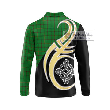 Don Tartan Long Sleeve Polo Shirt with Family Crest and Celtic Symbol Style - Tartan Vibes Clothing