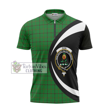 Don Tartan Zipper Polo Shirt with Family Crest Circle Style - Tartan Vibes Clothing