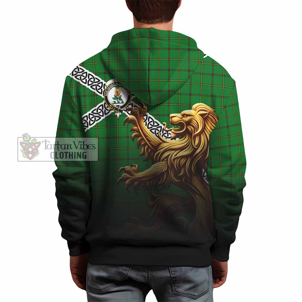 Don Crest Tartan Hoodie with Golden Lion Emblem Celtic Style - Tartan Vibes Clothing