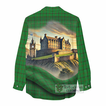 Don Tartan Family Crest Women's Casual Shirt with Scottish Ancient Castle Style - Tartan Vibes Clothing