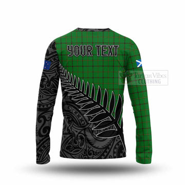 Don Crest Tartan Long Sleeve T-Shirt with New Zealand Silver Fern Half Style - Tartan Vibes Clothing