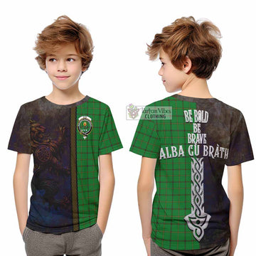 Don Tartan Family Crest Kid T-Shirt Alba Gu Brath Be Brave Lion Ancient Style - Tartan Vibes Clothing