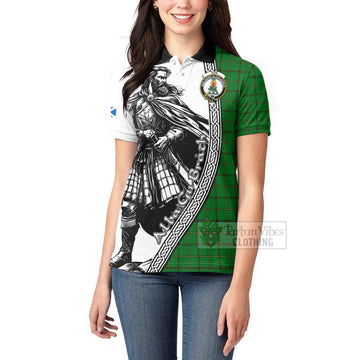 Don Tartan Clan Crest Women's Polo Shirt with Highlander Warrior Celtic Style - Tartan Vibes Clothing