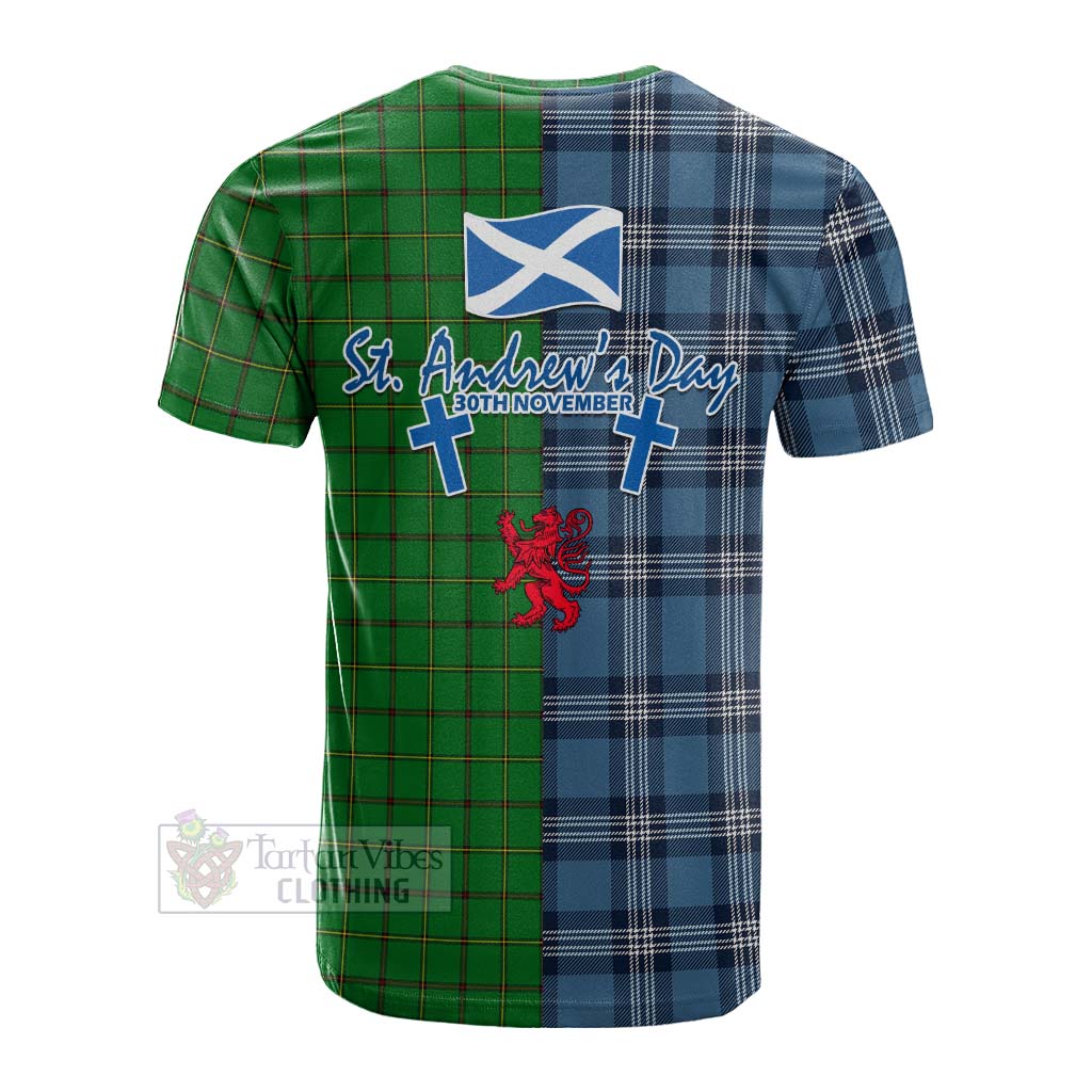 Don Tartan Cotton T-shirt Happy St. Andrew's Day Half Tartan Style - Tartan Vibes Clothing