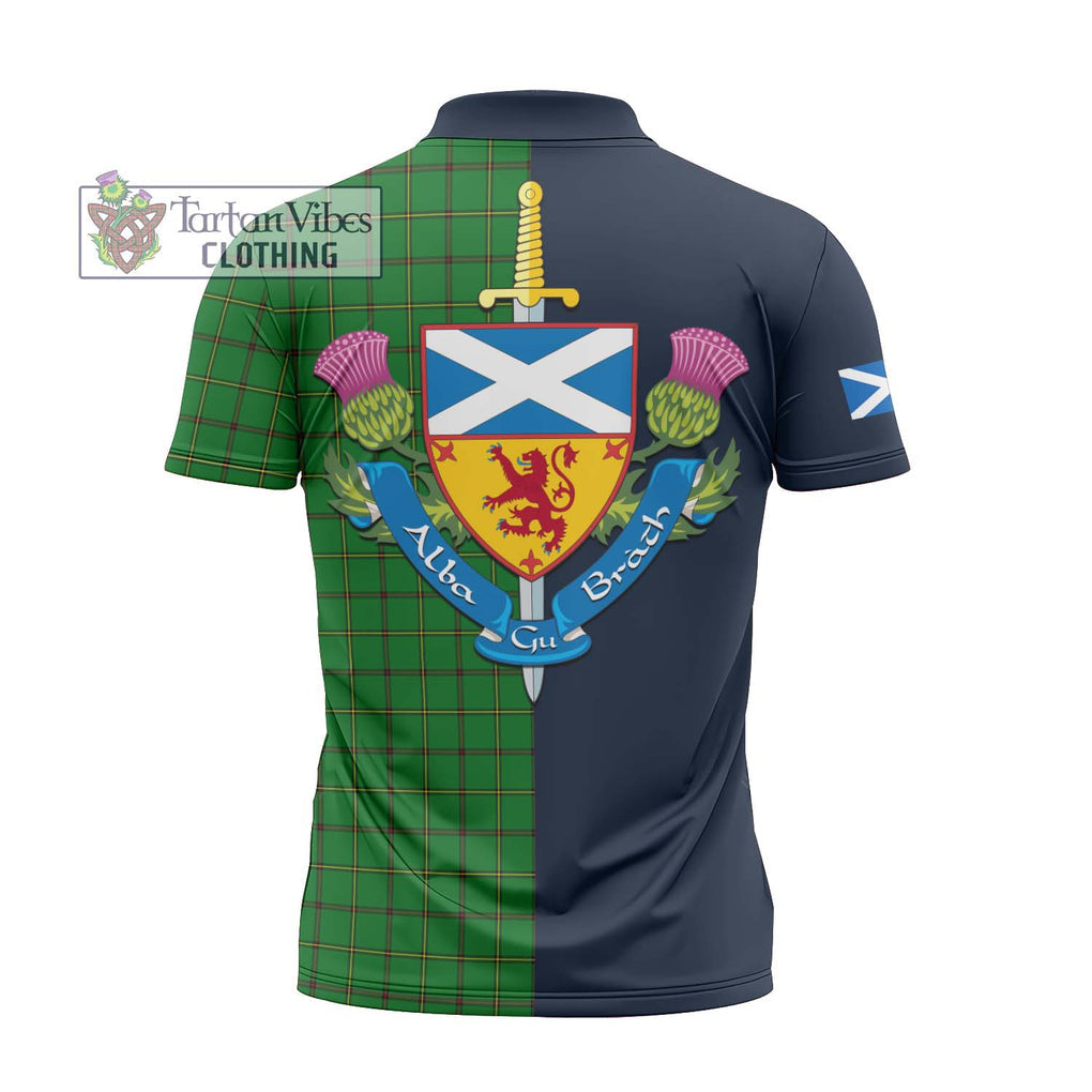 Don Tartan Zipper Polo Shirt Alba with Scottish Lion Royal Arm Half Style - Tartan Vibes Clothing