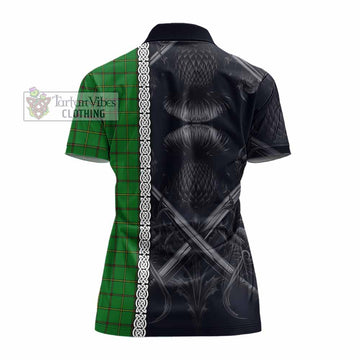 Don Tartan Women's Polo Shirt with Family Crest Cross Sword Thistle Celtic Vibes - Tartan Vibes Clothing