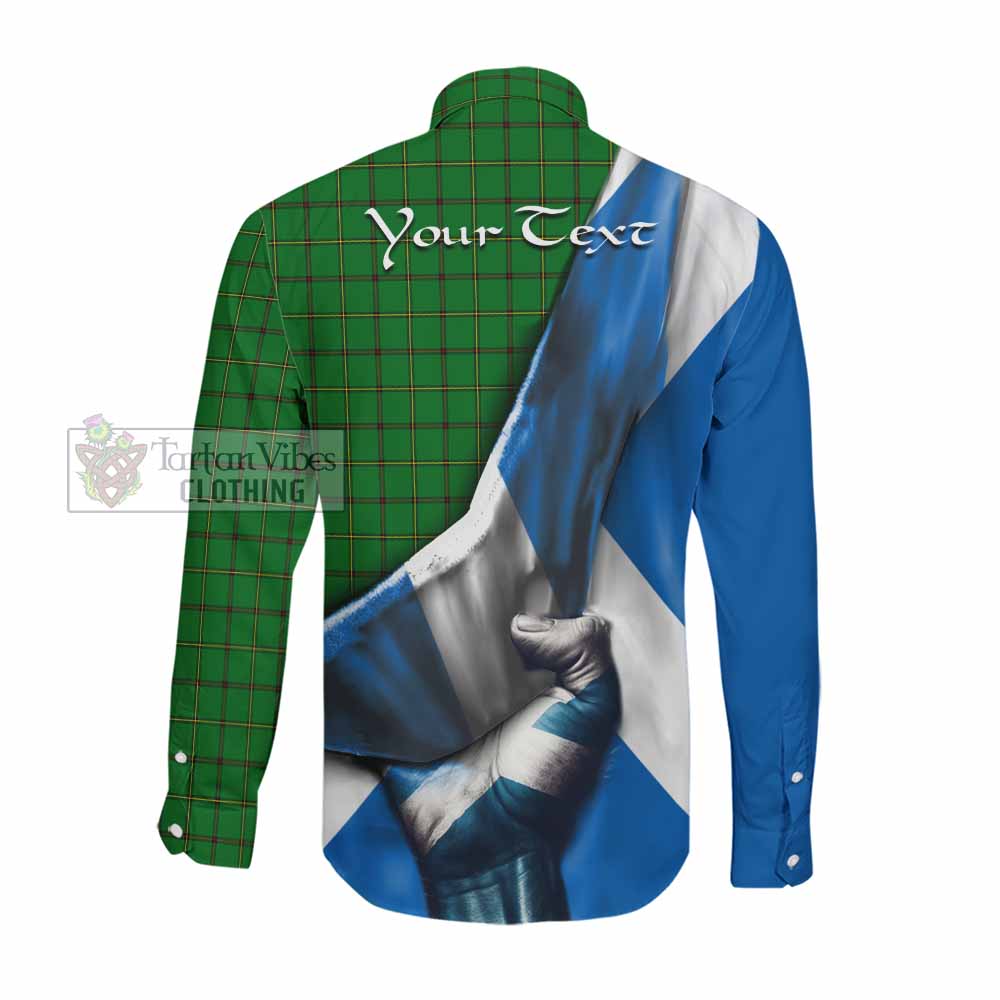 Don Tartan Long Sleeve Button Shirt with Family Crest Scotland Patriotic Style Men's Shirt - Tartan Vibes Clothing