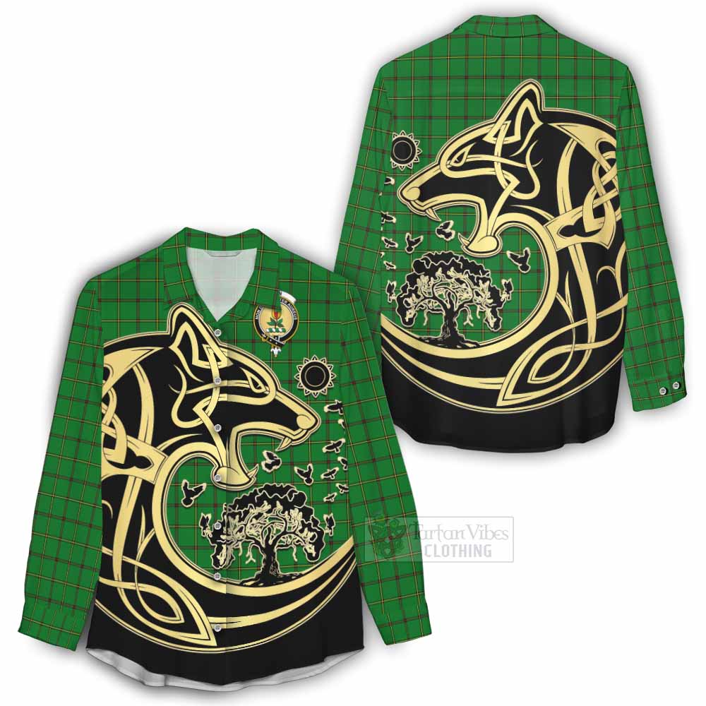 Don Tartan Women's Casual Shirt with Family Crest Celtic Wolf Style - Tartan Vibes Clothing