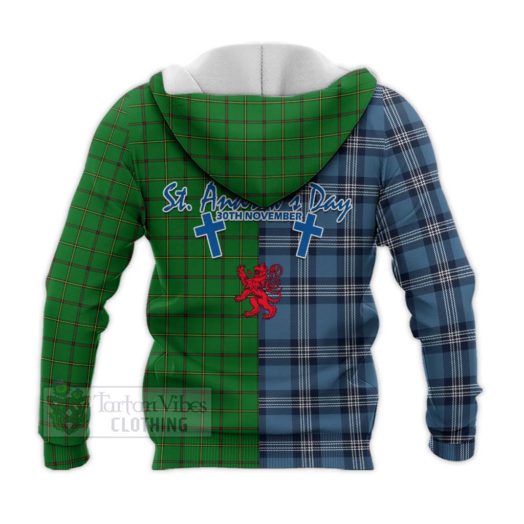 Don Tartan Knitted Hoodie Happy St. Andrew's Day Half Tartan Style - Tartan Vibes Clothing
