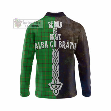 Don Tartan Family Crest Long Sleeve Polo Shirt Alba Gu Brath Be Brave Lion Ancient Style - Tartan Vibes Clothing