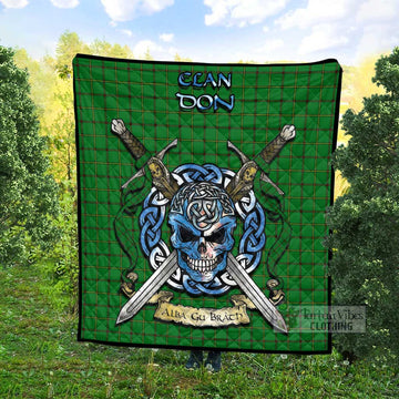 Don Tartan Quilt with Celtic Skull Alba Gu Brath Style - Tartan Vibes Clothing