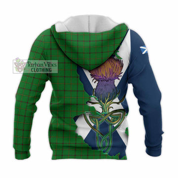 Tartan Vibes Clothing Don Tartan Family Crest Knitted Hoodie Scottish Thistle Celtic Inspired