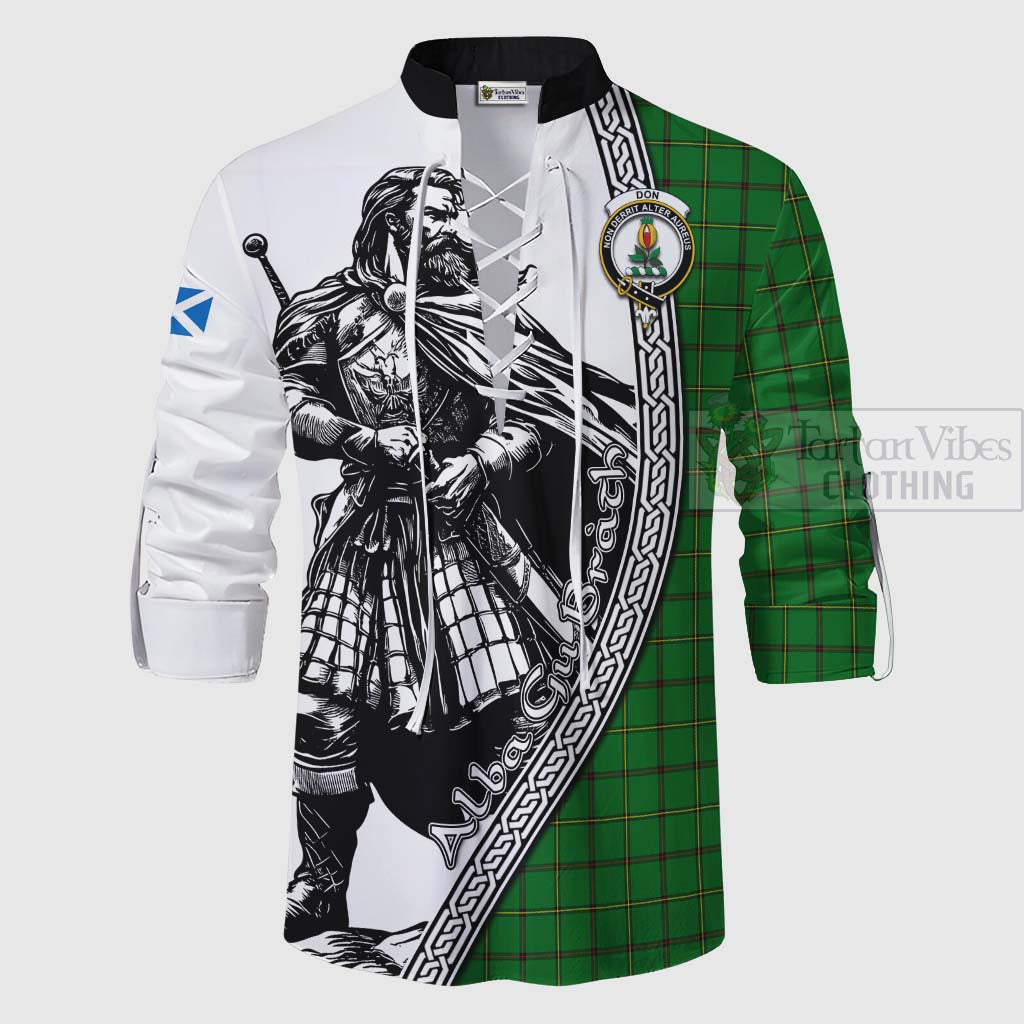 Don Tartan Clan Crest Ghillie Kilt Shirt with Highlander Warrior Celtic Style - Tartan Vibes Clothing