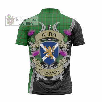Don Tartan Family Crest Zipper Polo Shirt Lion Rampant Royal Thistle Shield Celtic Inspired - Tartan Vibes Clothing