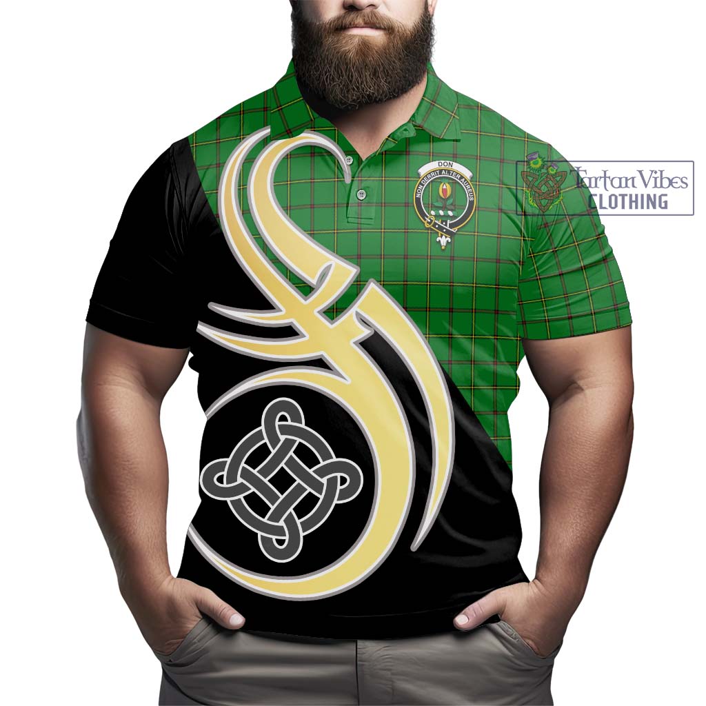 Don Tartan Polo Shirt with Family Crest and Celtic Symbol Style - Tartan Vibes Clothing