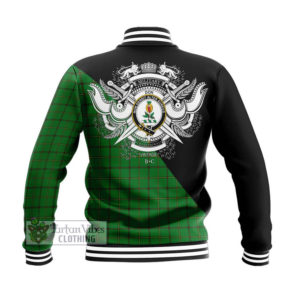 Don Tartan Baseball Jacket with Family Crest and Military Logo Style - Tartan Vibes Clothing