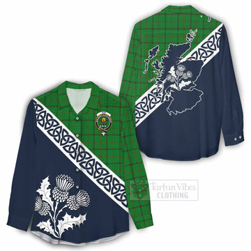Don Tartan Women's Casual Shirt Featuring Thistle and Scotland Map - Tartan Vibes Clothing
