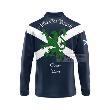 Don Tartan Lion Rampant Long Sleeve Polo Shirt Proudly Display Your Heritage with Alba Gu Brath and Clan Name - Tartan Vibes Clothing