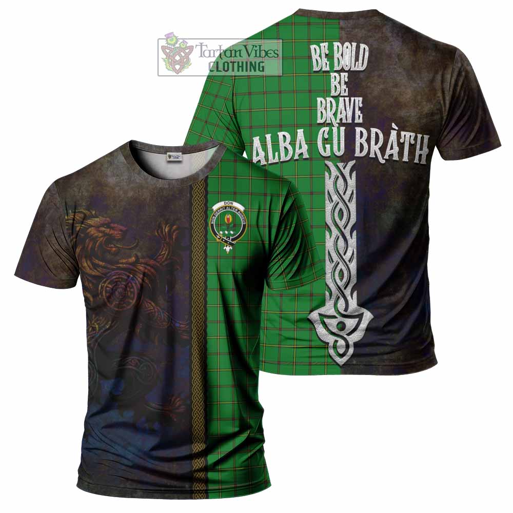 Don Tartan Family Crest T-Shirt Alba Gu Brath Be Brave Lion Ancient Style - Tartan Vibes Clothing