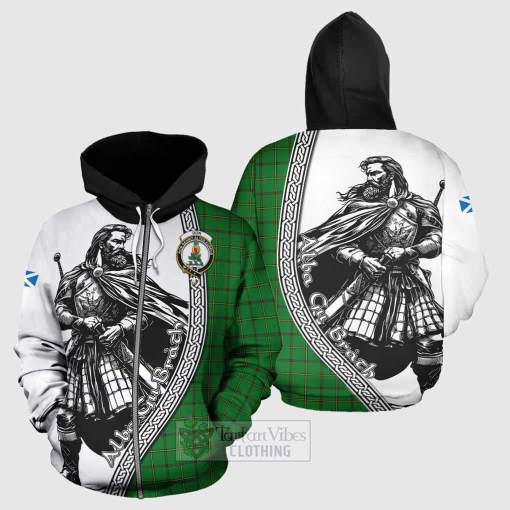 Don Tartan Clan Crest Hoodie with Highlander Warrior Celtic Style - Tartan Vibes Clothing