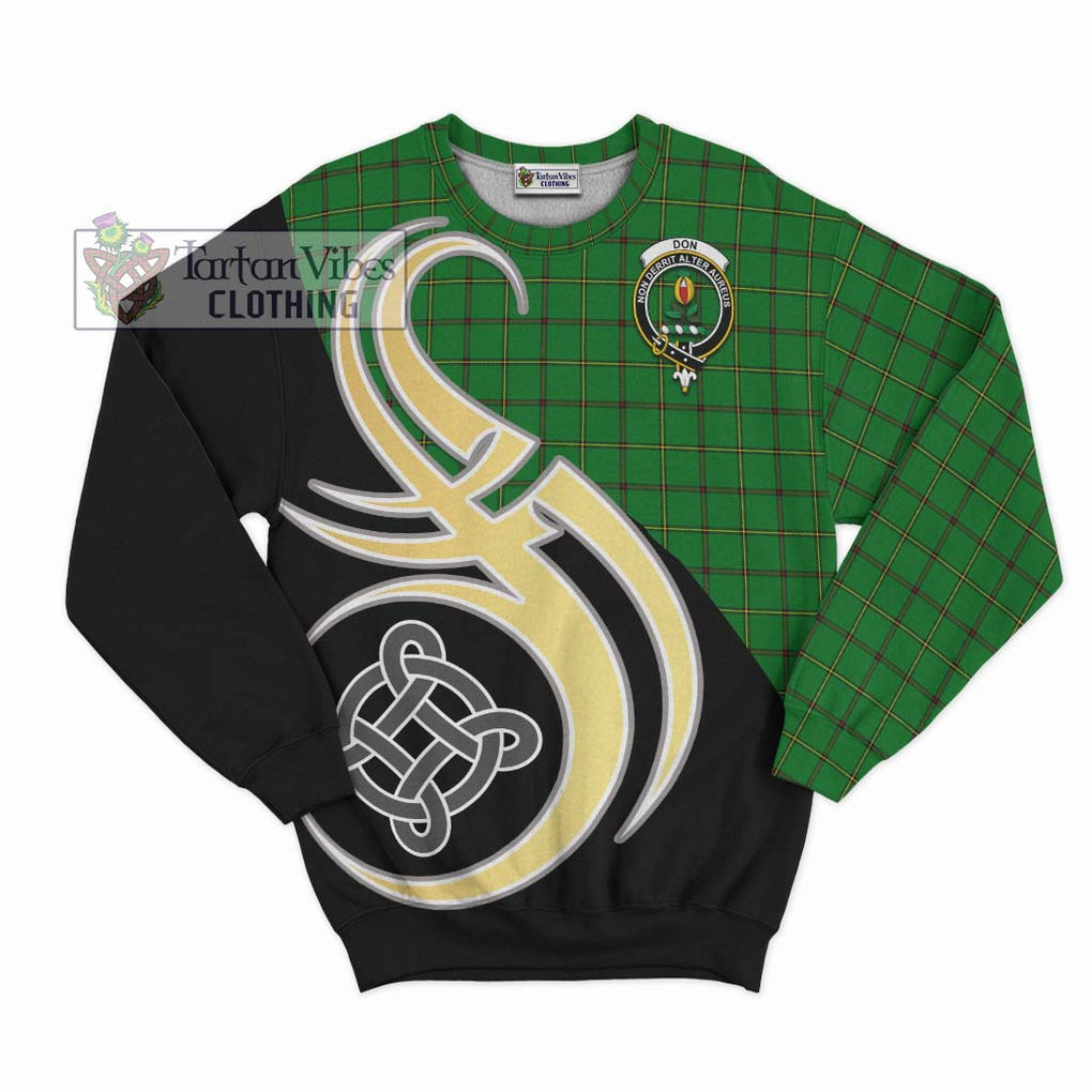 Don Tartan Sweatshirt with Family Crest and Celtic Symbol Style - Tartan Vibes Clothing