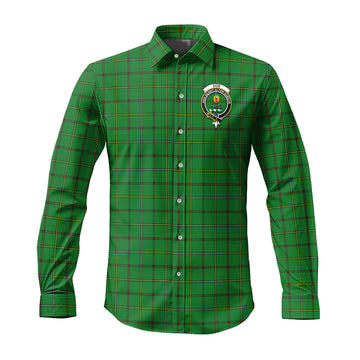 Don Tartan Long Sleeve Button Up Shirt with Family Crest Men's Shirt - Tartan Vibes Clothing