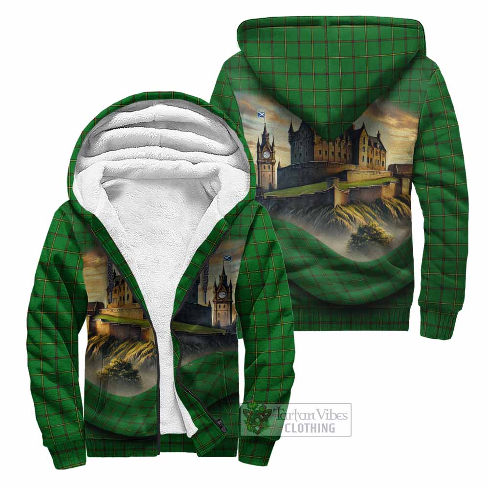 Don Tartan Family Crest Sherpa Hoodie with Scottish Ancient Castle Style Unisex - Tartan Vibes Clothing