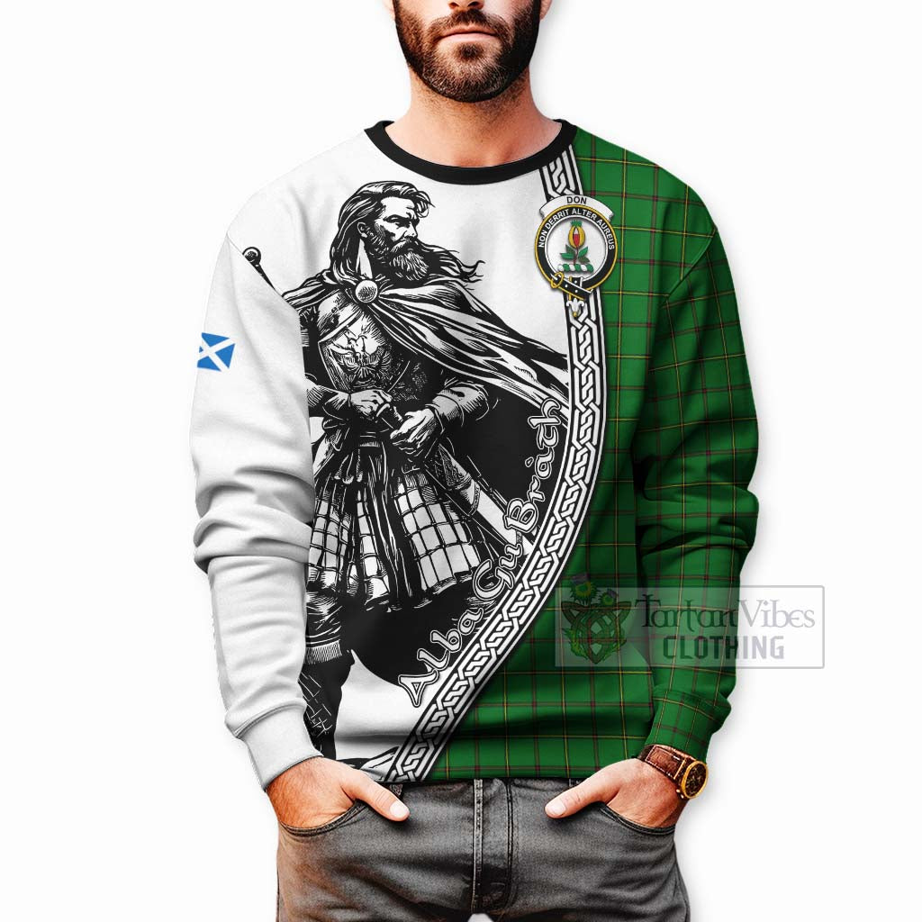 Don Tartan Clan Crest Sweatshirt with Highlander Warrior Celtic Style - Tartan Vibes Clothing