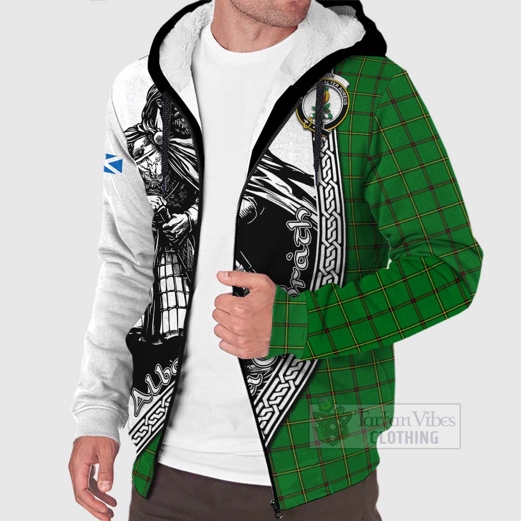 Don Tartan Clan Crest Sherpa Hoodie with Highlander Warrior Celtic Style Unisex - Tartan Vibes Clothing