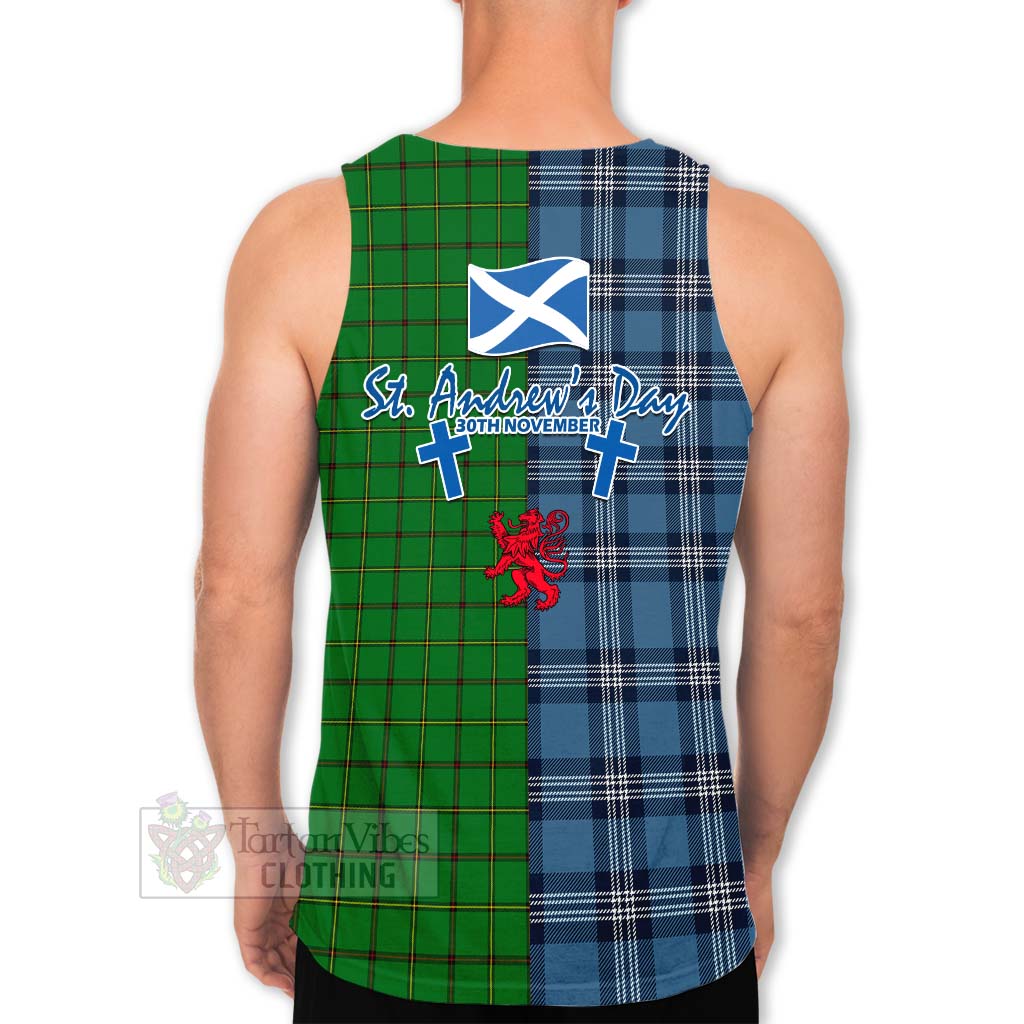Don Tartan Men's Tank Top Happy St. Andrew's Day Half Tartan Style - Tartan Vibes Clothing