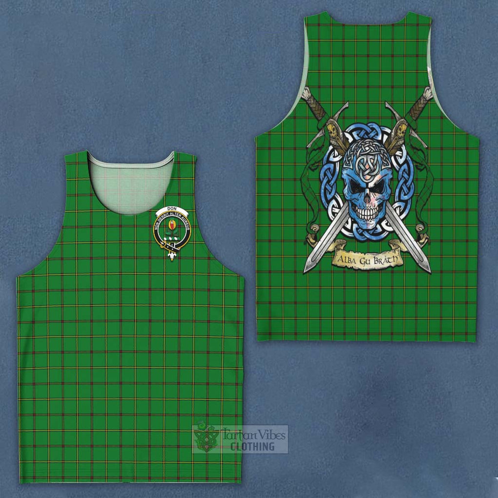 Don Tartan Men's Tank Top with Family Crest Celtic Skull Style - Tartan Vibes Clothing