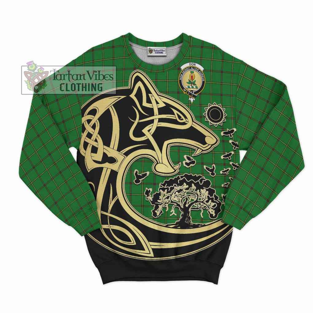Don Tartan Sweatshirt with Family Crest Celtic Wolf Style - Tartan Vibes Clothing