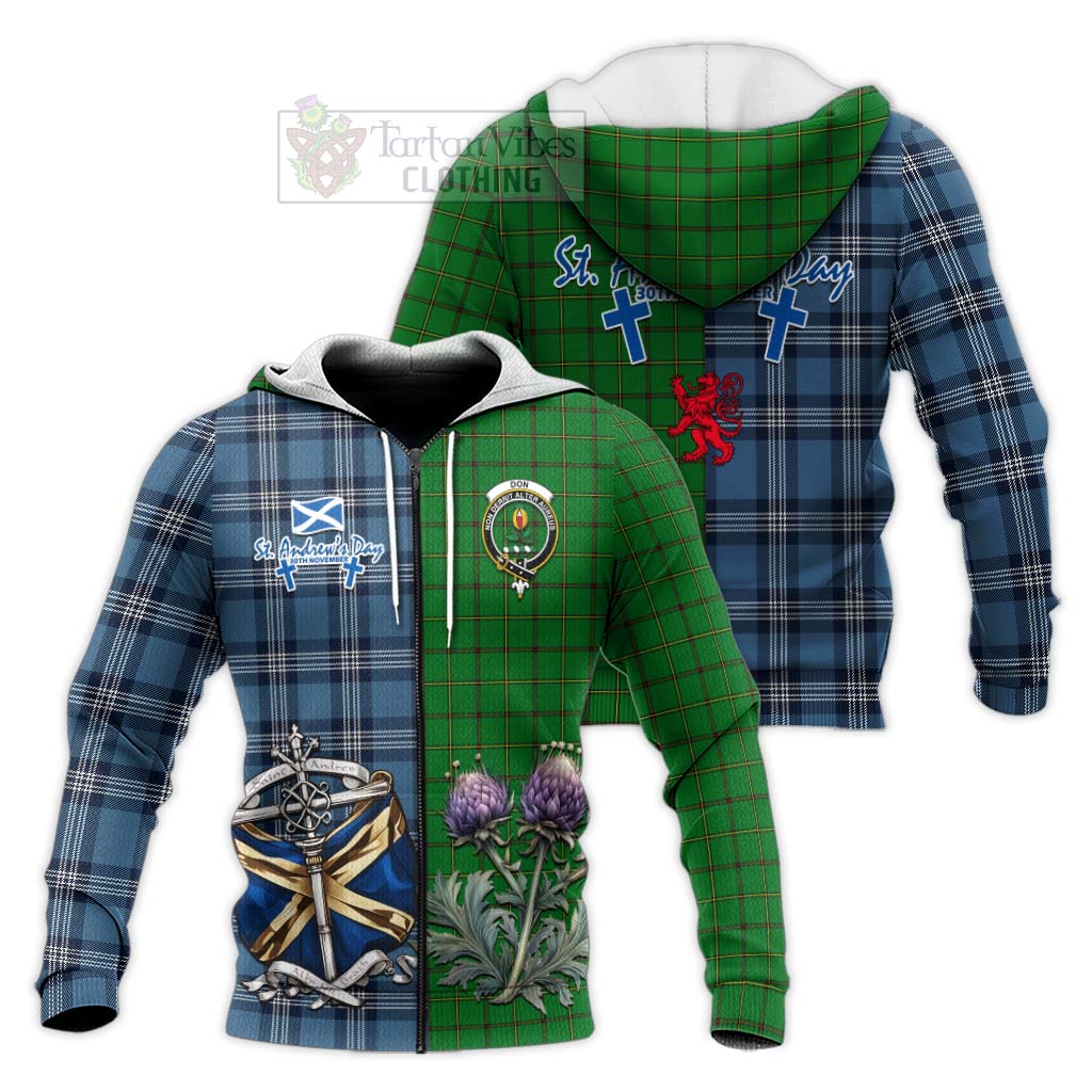 Don Tartan Knitted Hoodie Happy St. Andrew's Day Half Tartan Style Unisex Knitted Zip Hoodie - Tartan Vibes Clothing