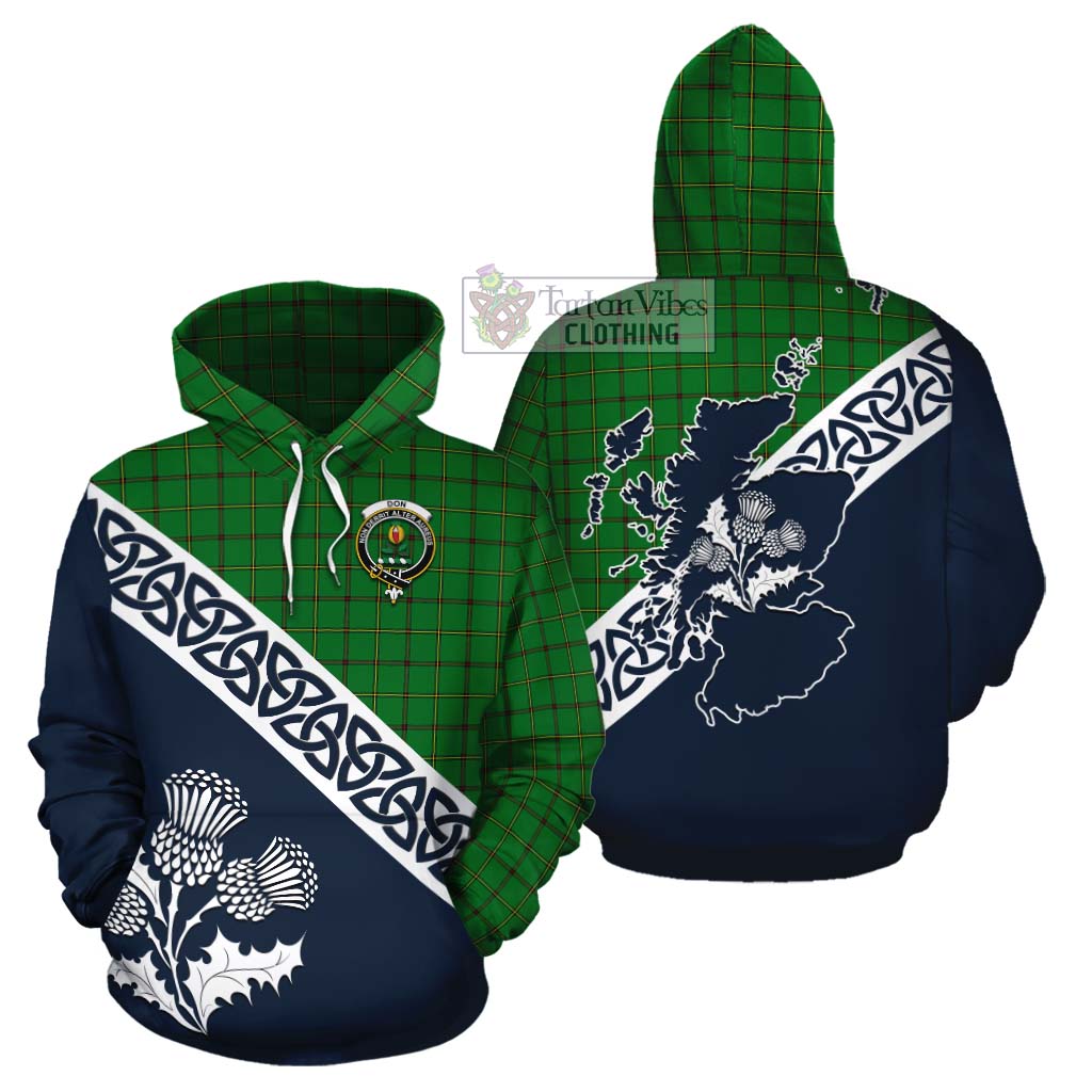 Don Tartan Cotton Hoodie Featuring Thistle and Scotland Map Zip Hoodie - Tartan Vibes Clothing