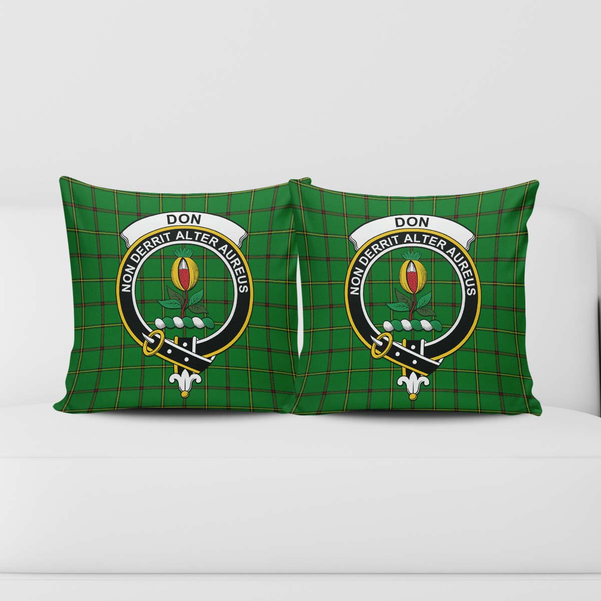 Don Tartan Pillow Cover with Family Crest - Tartan Vibes Clothing