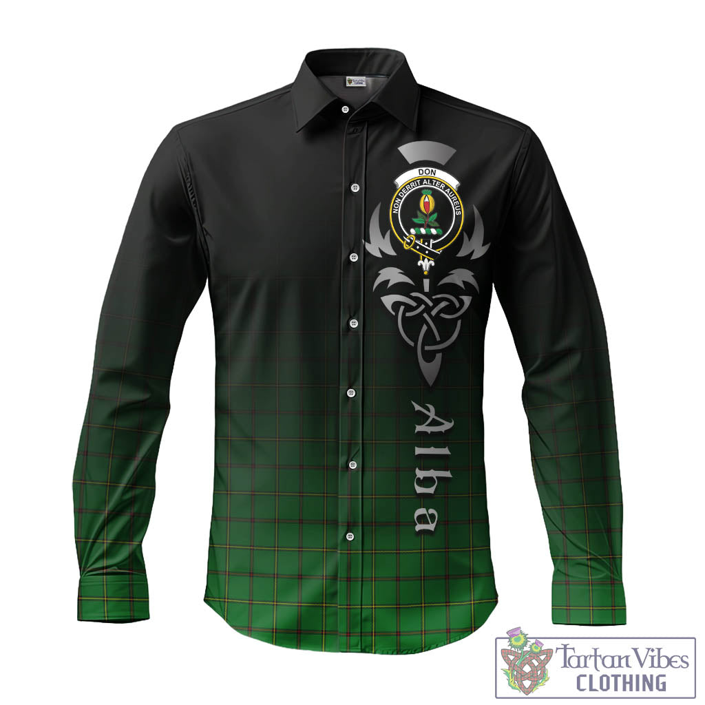 Don Tartan Long Sleeve Button Up Featuring Alba Gu Brath Family Crest Celtic Inspired - Tartan Vibes Clothing