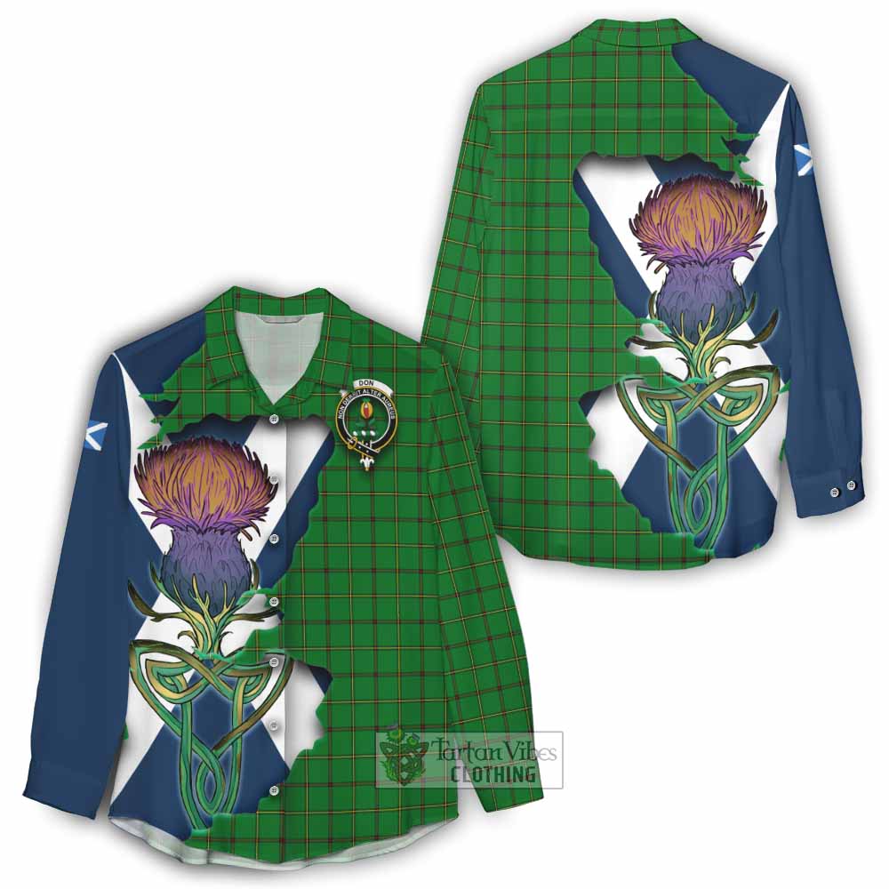 Don Tartan Family Crest Women's Casual Shirt Scottish Thistle Celtic Inspired - Tartan Vibes Clothing