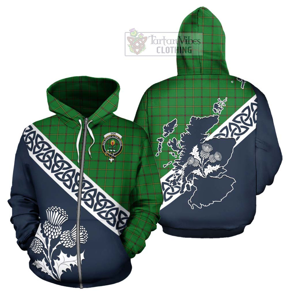 Don Tartan Hoodie Featuring Thistle and Scotland Map - Tartan Vibes Clothing