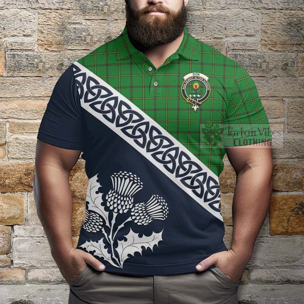 Don Tartan Polo Shirt Featuring Thistle and Scotland Map - Tartanvibesclothing Store