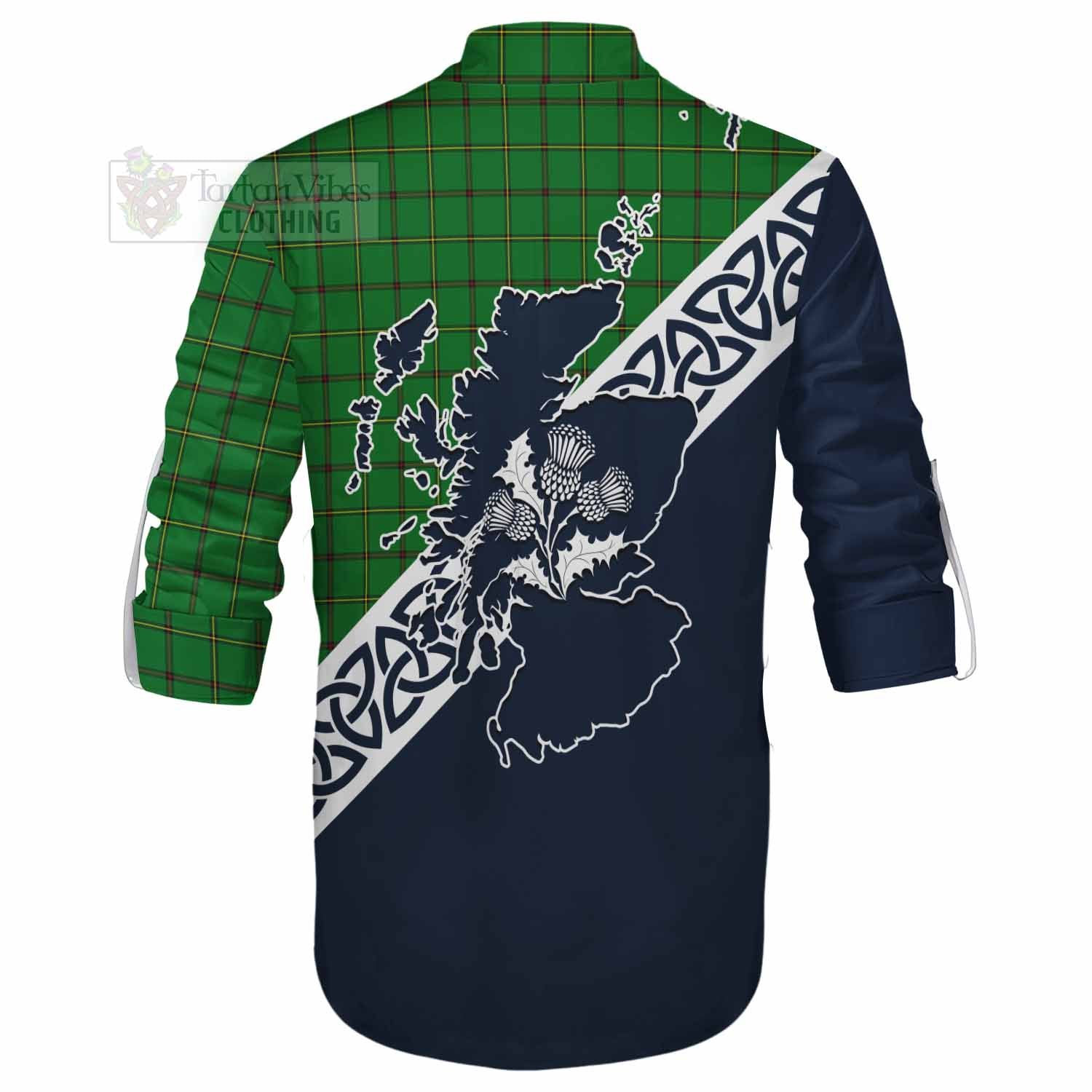 Don Tartan Ghillie Kilt Shirt Featuring Thistle and Scotland Map - Tartan Vibes Clothing