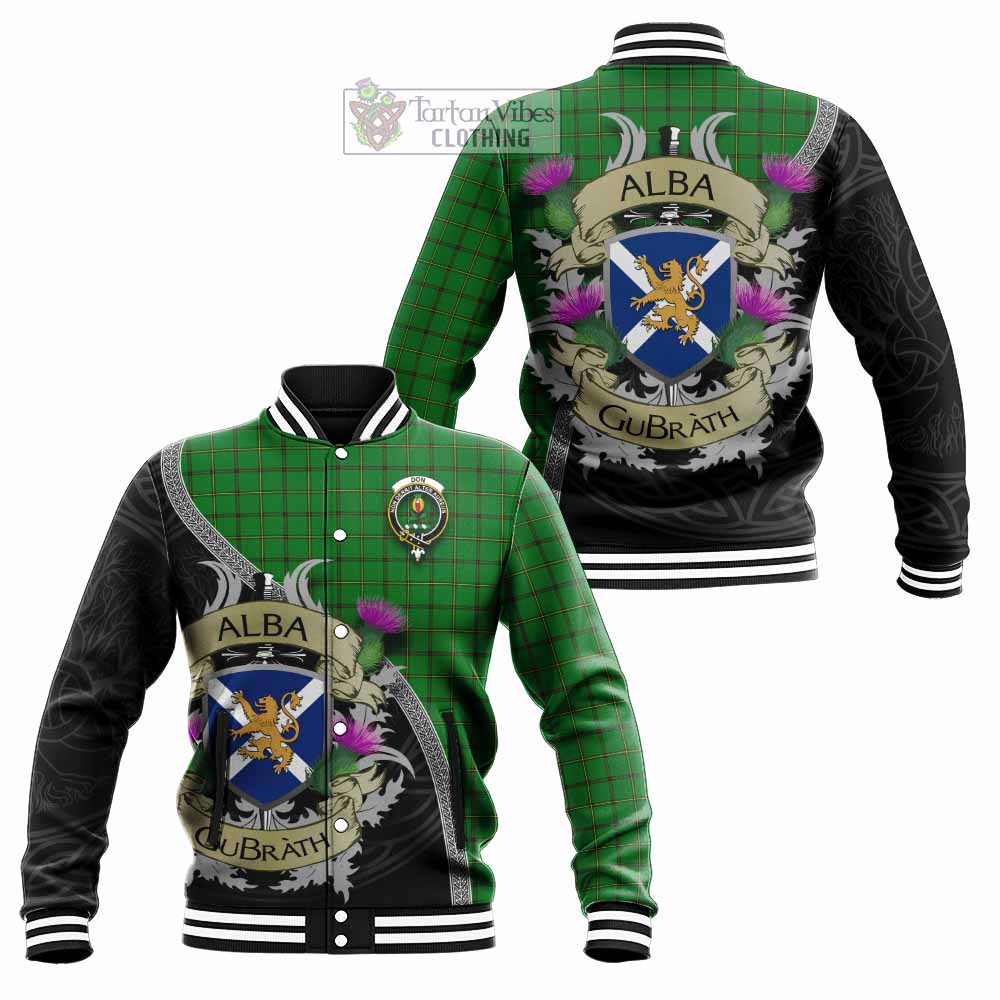Don Tartan Family Crest Baseball Jacket Lion Rampant Royal Thistle Shield Celtic Inspired - Tartan Vibes Clothing