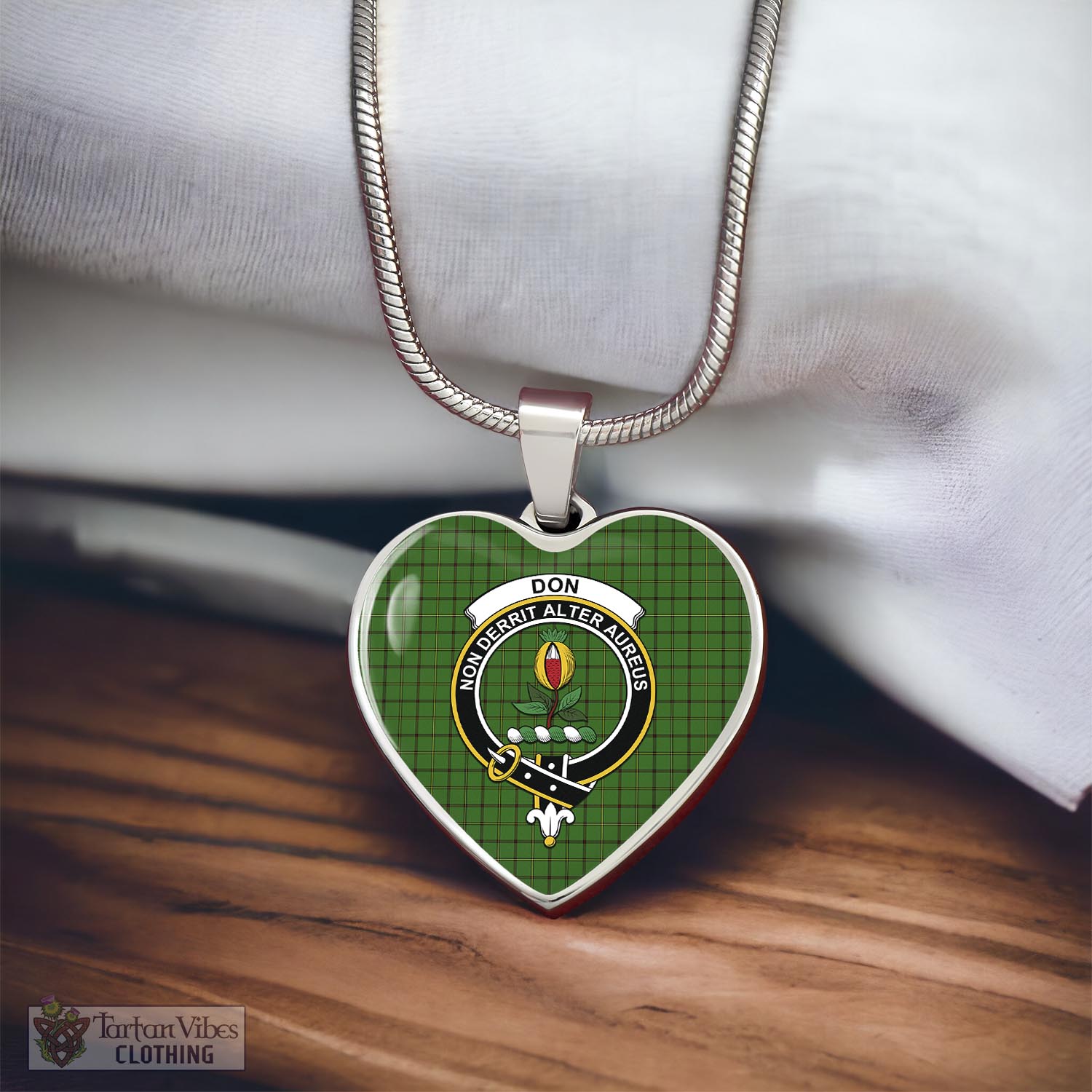Don Tartan Heart Necklace with Family Crest - Tartan Vibes Clothing