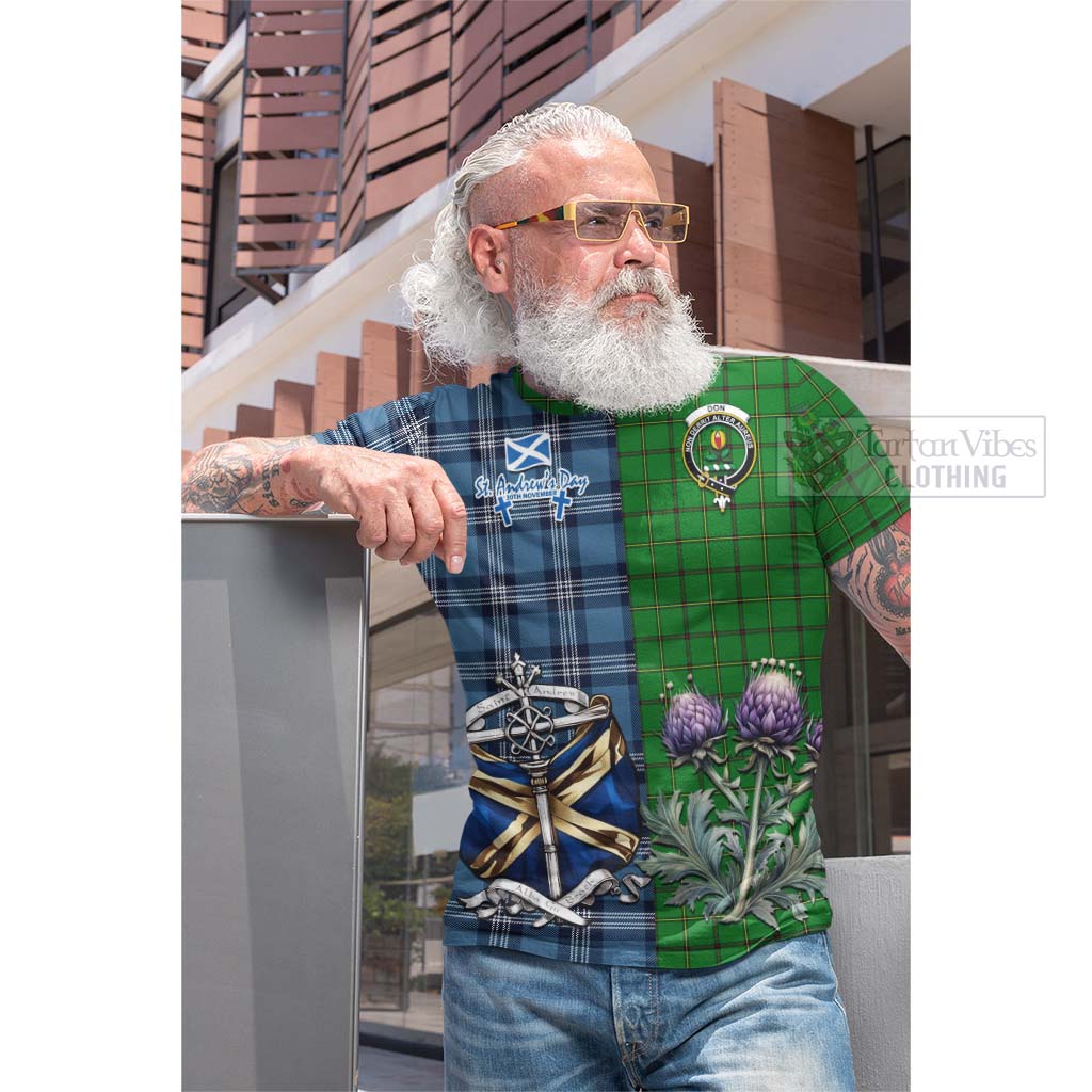 Don Tartan Cotton T-shirt Happy St. Andrew's Day Half Tartan Style - Tartan Vibes Clothing