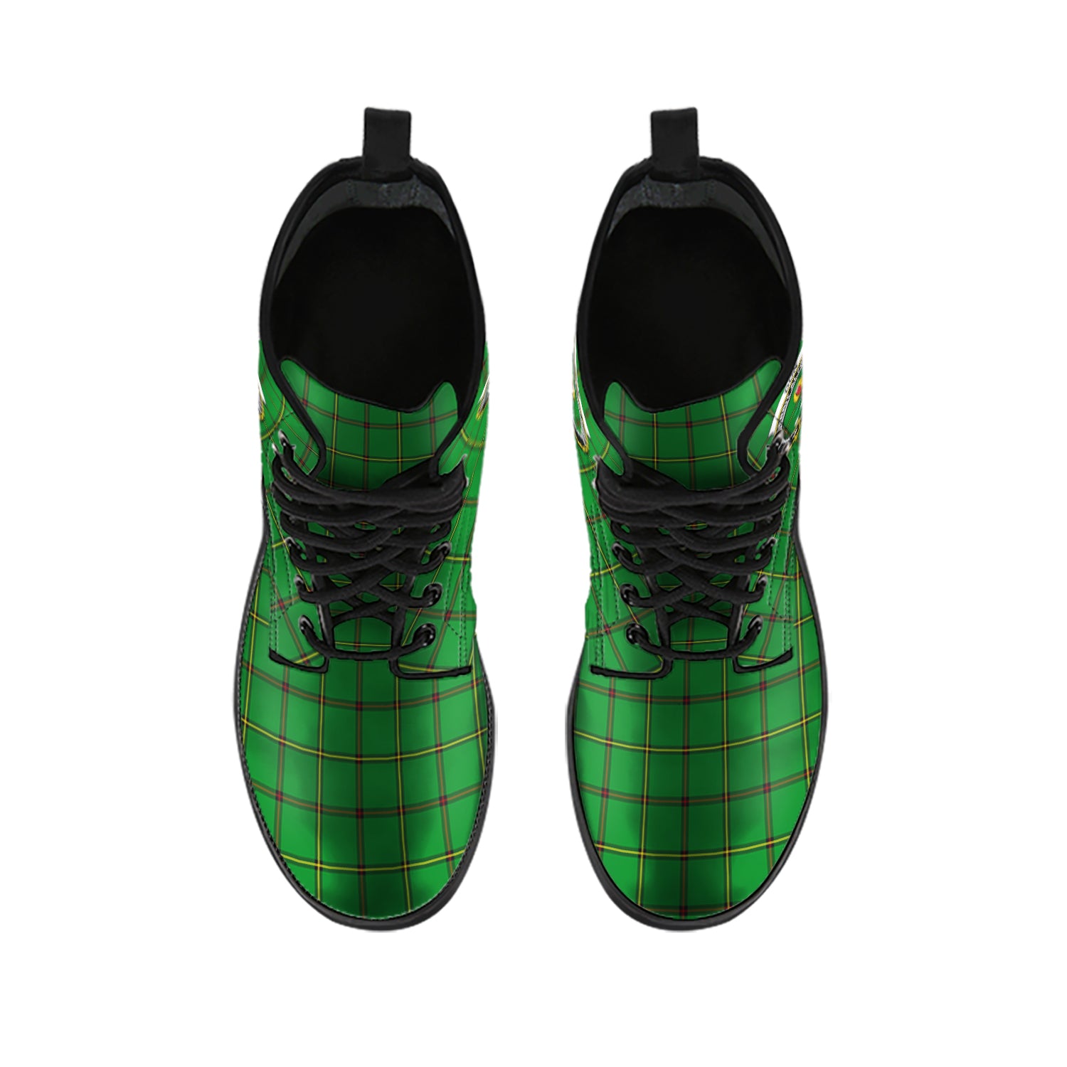 Don Tartan Leather Boots with Family Crest - Tartan Vibes Clothing