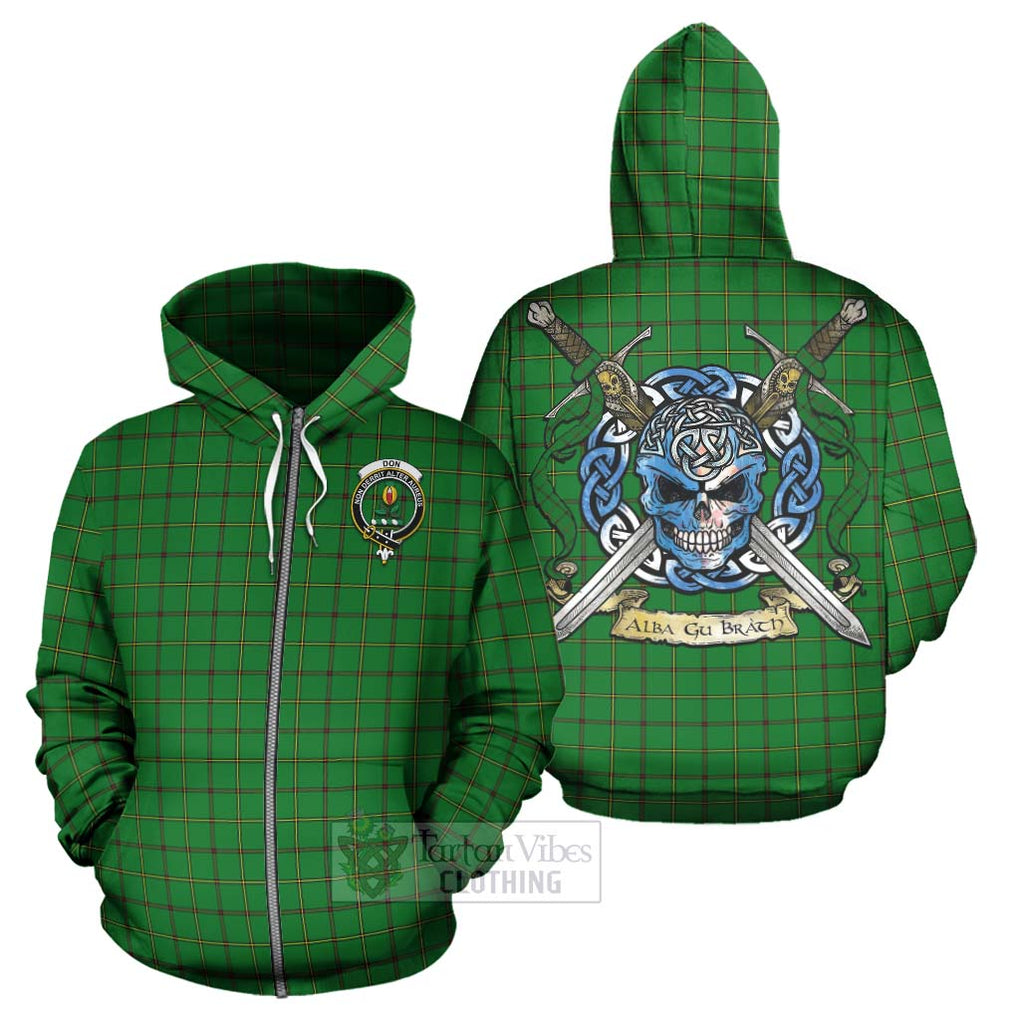 Don Tartan Hoodie with Family Crest Celtic Skull Style - Tartan Vibes Clothing