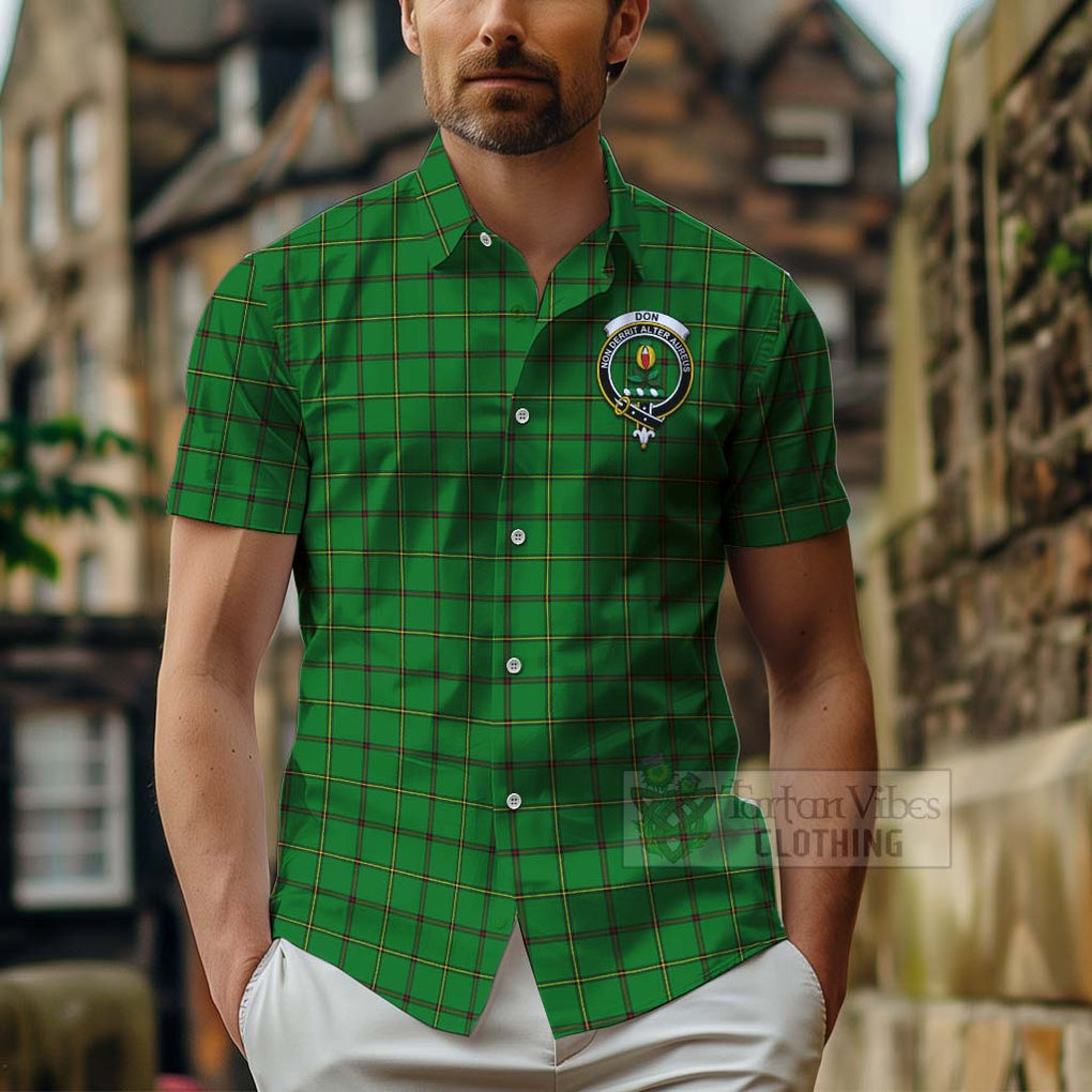 Don Tartan Hawaiian Shirt with Family Crest Celtic Skull Style - Tartan Vibes Clothing