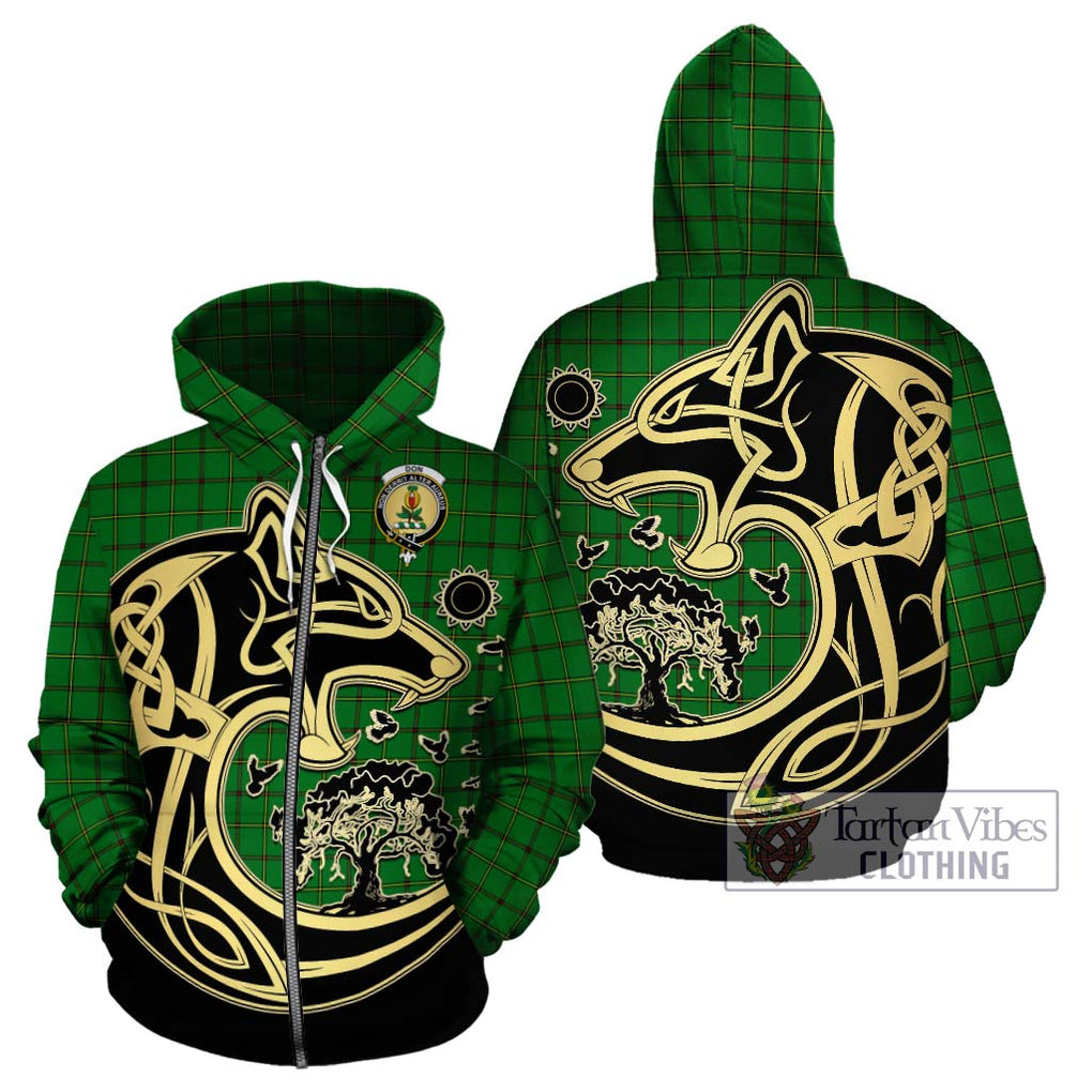 Don Tartan Hoodie with Family Crest Celtic Wolf Style - Tartan Vibes Clothing