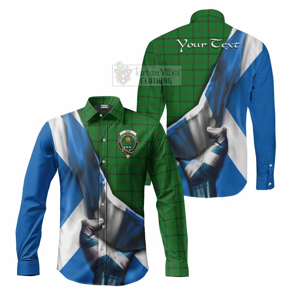 Don Tartan Long Sleeve Button Shirt with Family Crest Scotland Patriotic Style - Tartan Vibes Clothing
