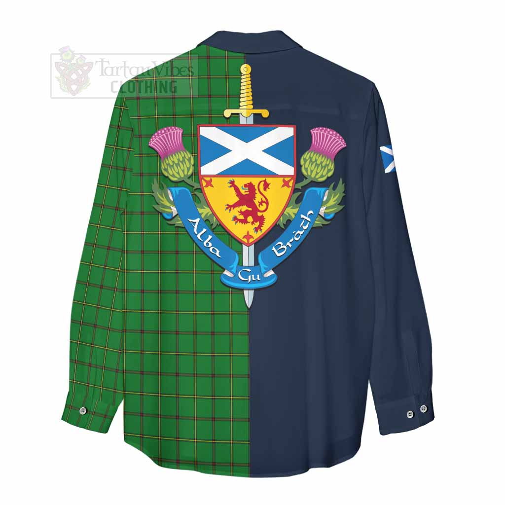 Don Tartan Women's Casual Shirt Alba with Scottish Lion Royal Arm Half Style - Tartan Vibes Clothing