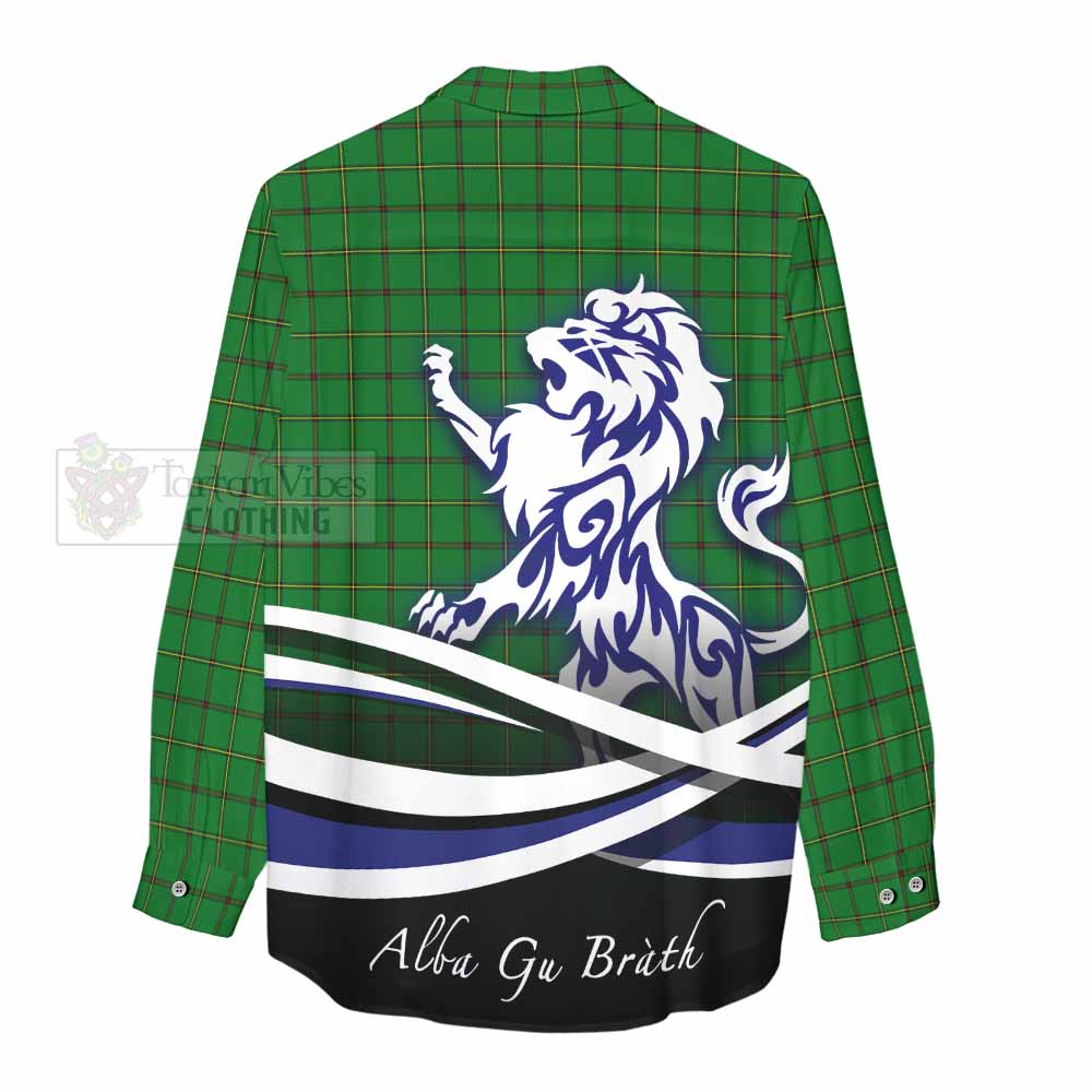 Don Tartan Women's Casual Shirt with Alba Gu Brath Regal Lion Emblem - Tartan Vibes Clothing